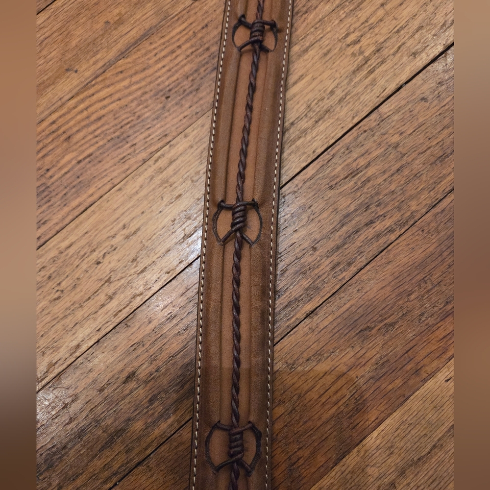 Leather Western Belt with Silver Buckle - Picture 13 of 16
